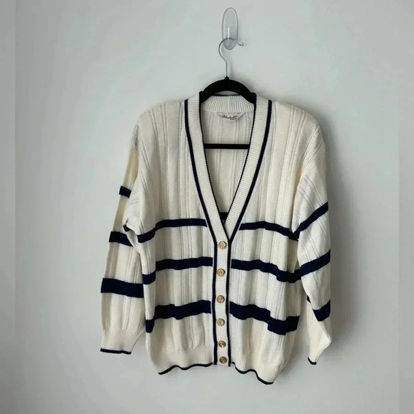 Vintage Sweaters - Vintage nautical stripes  cardigan